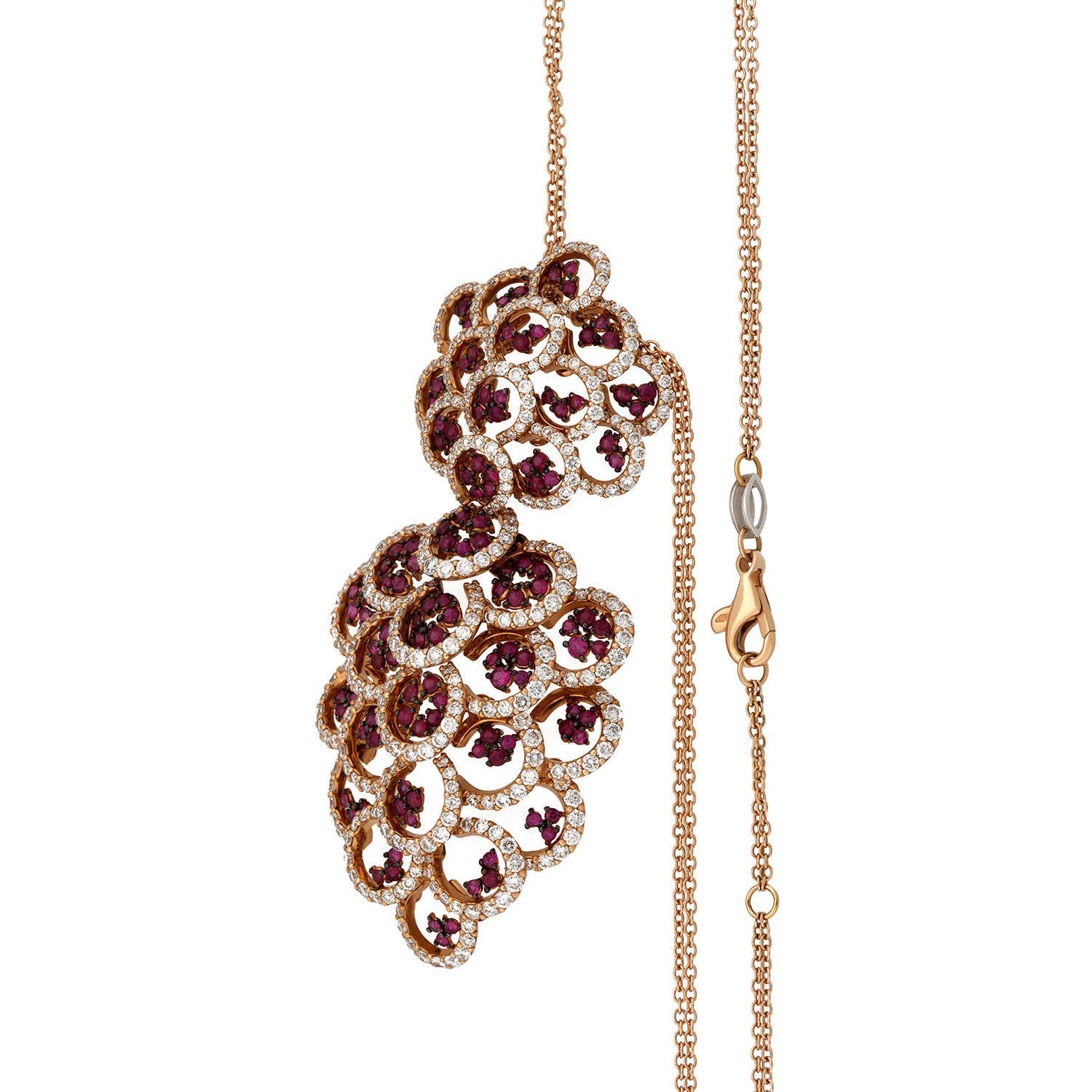 Stefan Hafner Jasmine 18k Rose Gold Diamond + Ruby Necklace ...