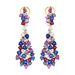 Stefan Hafner Aria 18k Pink Gold Diamond Ruby + Sapphire Earrings