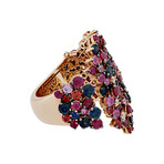 Stefan Hafner 18k Pink Gold Diamond + Sapphire + Ruby Ring // Ring Size: 6.5