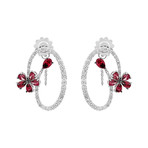 Stefan Hafner Aristocratica 18k White Gold Diamond + Ruby Earrings