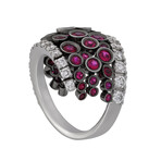 Stefan Hafner Lace Couture 18k White Gold Diamond + Ruby Ring // Ring Size: 6.25