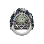 Stefan Hafner Pianeti 18k White Gold Sapphire + Prehnite Ring // Ring Size: 7.75