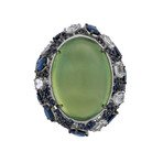 Stefan Hafner Pianeti 18k White Gold Sapphire + Prehnite Ring // Ring Size: 7.75