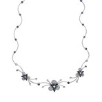 Stefan Hafner Flower 18k White Gold Diamond + Sapphire Necklace