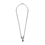 Stefan Hafner 18k White Gold Diamond + Emerald Necklace // 4.05 ct. Diamond