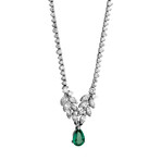 Stefan Hafner 18k White Gold Diamond + Emerald Necklace // 4.05 ct. Diamond