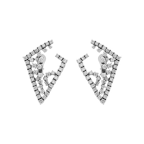 Stefan Hafner Geometric 18k White Gold Diamond Earrings