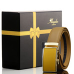Leather Belt //  Tan Belt + Gold and Tan Buckle //  Model AEBL135