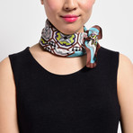 Chain Silk Twill Petit Scarf // Brown