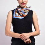 Patchwork Silk Twill Petit Scarf // Blue 