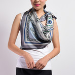 Chain Silk Twill Scarf // Gray
