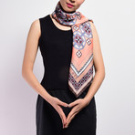 Geometric Silk Twill Scarf // Pink