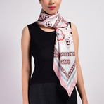 Chain Silk Twill Scarf // Pink