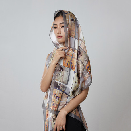 Misty Color in Korean Nature Silk Mesh Scarf // Gray