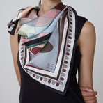 White Porcelain Silk Twill Scarf // Gray