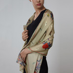 Painting of Peonies Silk Scarf // Olive