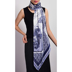 Scholar's Essence in Chosun Dynasty Silk Scarf // Blue