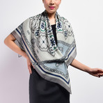 Chain Wool + Silk Blend Scarf // Gray 