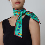 Thread + Bobbin Silk Twilly Scarf // Green