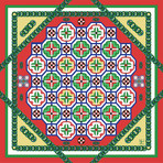 Chain Silk Twill Petit Scarf // Red