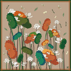 Lotus Tree Silk Twill Scarf // Beige