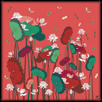 Lotus Tree Silk Twill Scarf // Red