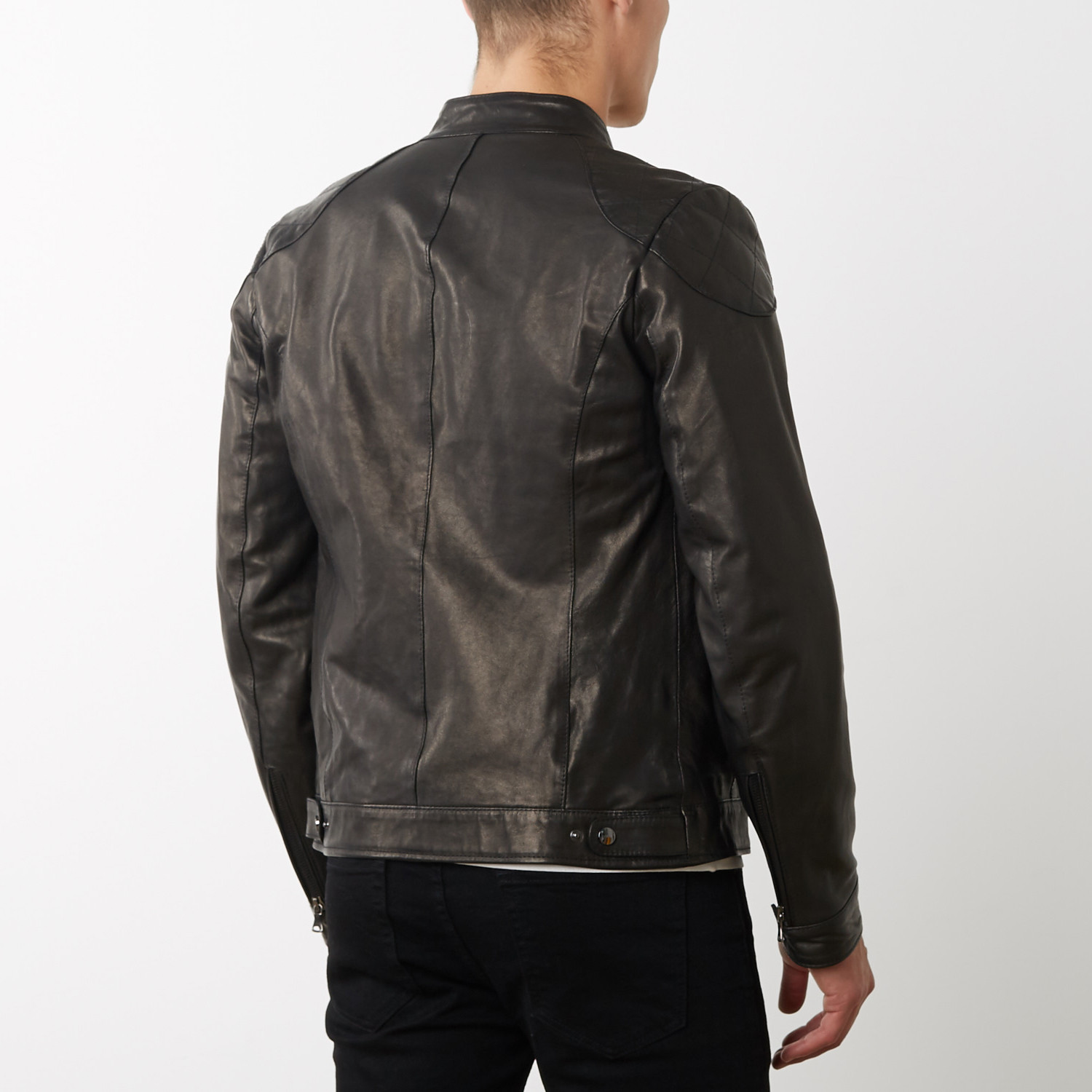 U410 Lamb Leather Quilted Biker Jacket // Black (Euro: 54) - D'Arienzo ...