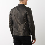 U410 Lamb Leather Quilted Biker Jacket // Black (Euro: 58)
