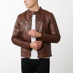 Hamilton Pullup Lamb Leather Biker Jacket // Tan (Euro: 58)