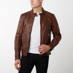 U411 Vintage Lamb Leather Quilted Jacket // Tan (Euro: 52)