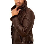 Peter Shearling Leather Jacket // Dark Brown (Euro: 52)