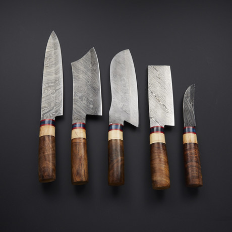 Japanese Style Knives // Natural Rosewood // Set of 5