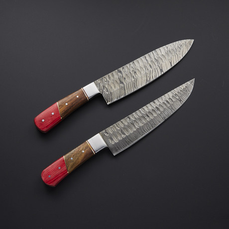 Pro Chef's Knives // Red Wood + Natural Rosewood // Set Of 2