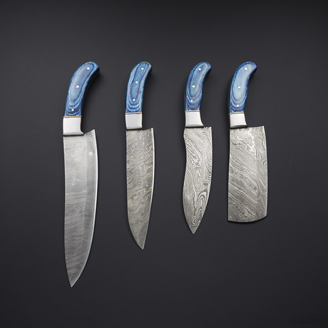 Pro Chef's Knives // Blue Wood Sheet // Set of 4