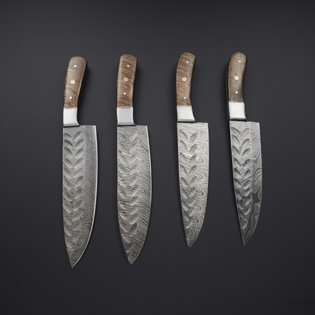Pro Chef's Knives // Burl Grain Rosewood // Set of 4 