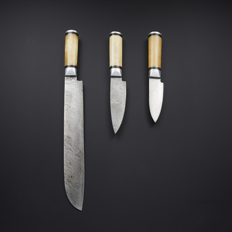 Pro Chef's Knives // Bone + Olive Wood // Set of 3