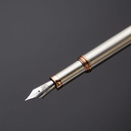 Satin 925 Solid Silver Fountain Pen // 18k Rose Gold + Silver Plated Fittings (Fine Point Nib)