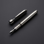 Satin 925 Solid Silver Fountain Pen // Black Gold Plated Fittings (Fine Point Nib)