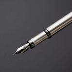 Satin 925 Solid Silver Fountain Pen // Black Gold Plated Fittings (Fine Point Nib)
