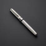 Chessboard 925 Solid Silver Fountain Pen // Black Gold + Silver Plated Fittings (Fine Point Nib)