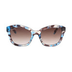 Ferragamo // Women's Butterfly Sunglasses // Azure Hanvana + Brown Gradient