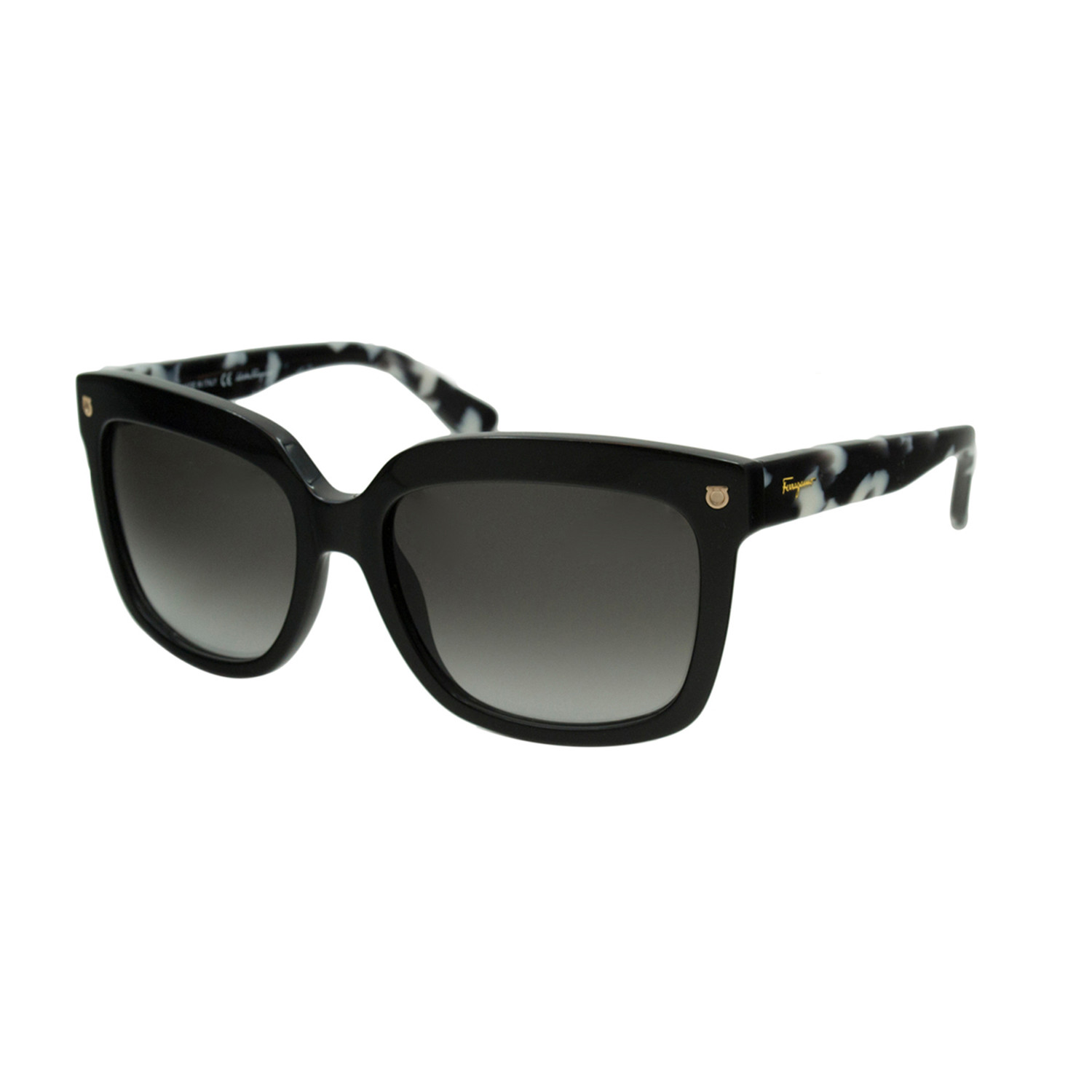 Ferragamo // Women's Square Sunglasses // Black + Grey Gradient ...