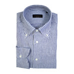 Striped Slim Fit Shirt // White + Blue (3XL)