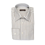 Striped Modern Fit Shirt // Brown + Gray (S)