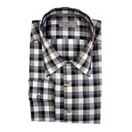 Plaid Slim Fit Shirt // Brown + Gray (S)