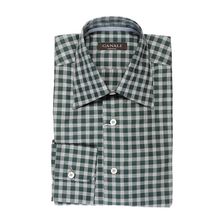 Plaid Modern Fit Shirt // Green + Gray (S)