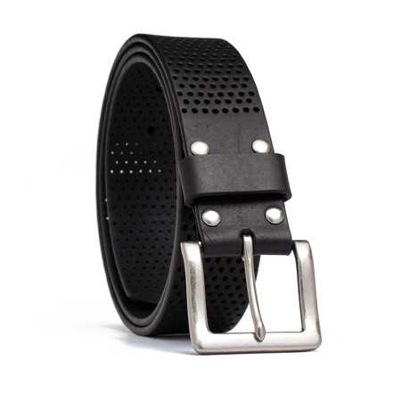 Leather Perforated Belt // Black (32" Waist)