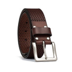 Leather Perforated Belt // Brown (32" Waist)