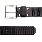 Leather Perforated Belt // Black (36" Waist)