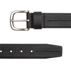 Leather Center Stitch Belt // Black (32" Waist)